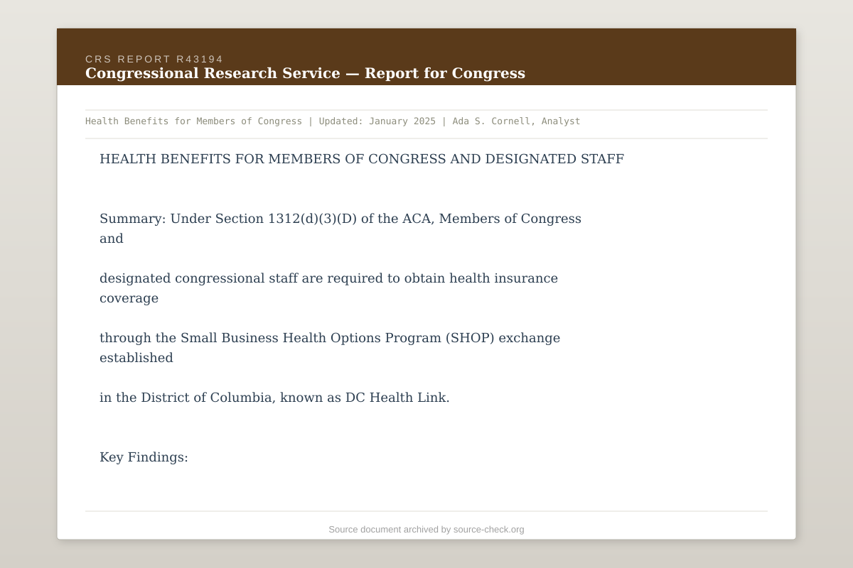 Congressional Research Service Report R43194, Jan 2025